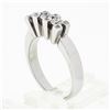 Image 8 : Unique 18k White Gold 0.58 ctw Round Diamond 3 Stone Band Ring w/ Diamond Prongs