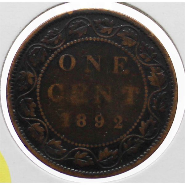 1892 CANADA LARGE ONE CENT COIN 1892 canada large one cent coin