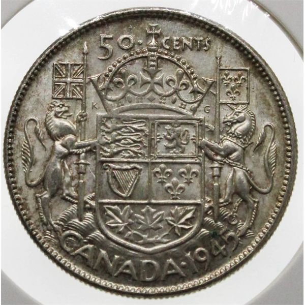 1945 CANADIAN SILVER 50 CENT COIN