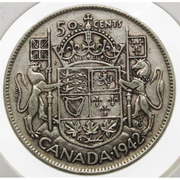 1942 CANADIAN SILVER 50 CENT COIN