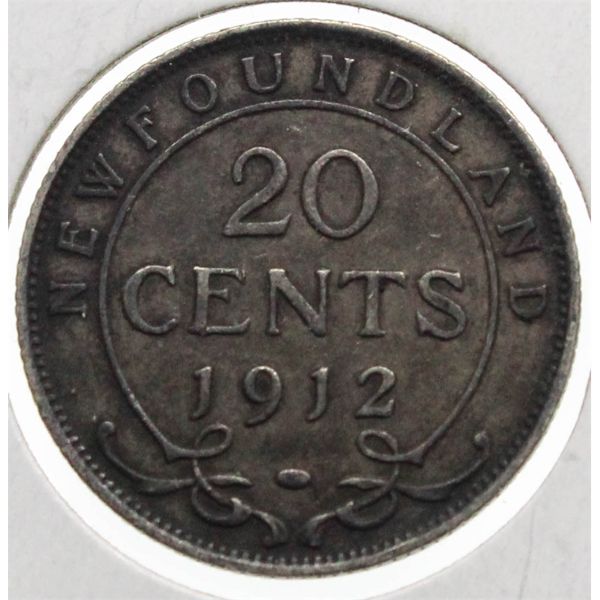 1912 NEWFOUNDLAND SILVER 20 CENT COIN