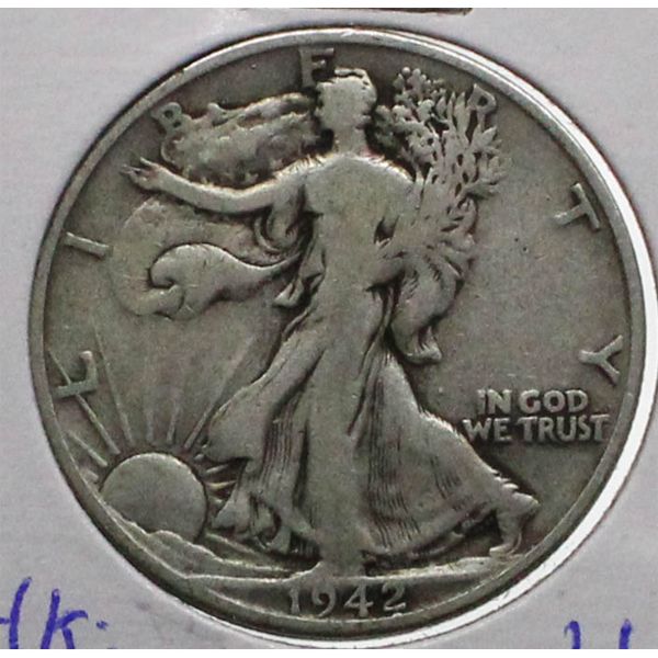 1942 US SILVER WALKING LIBERTY HALF DOLLAR