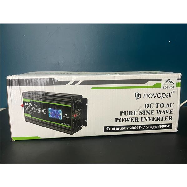 Lot of 1 Novopal 2000W Pure Sine Wave Power Inverter - DC to AC Converter w/ LCD Display