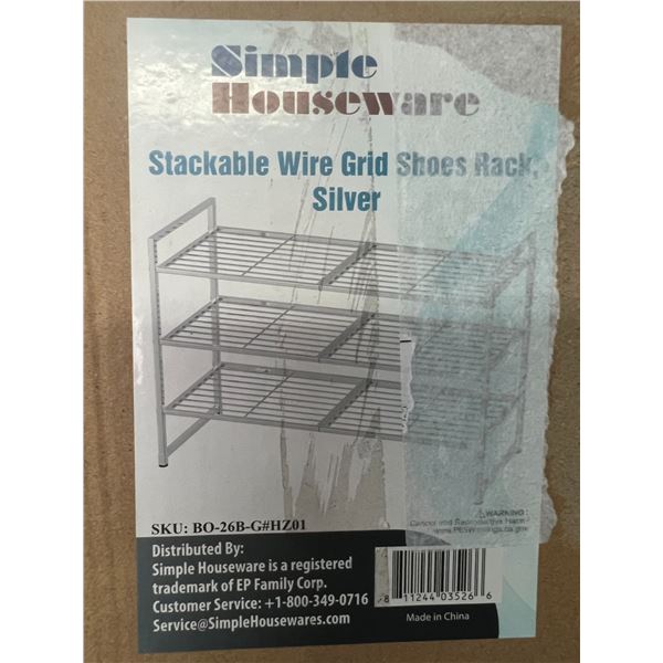 Lot of 1 3-Tier Stackable Shoe Rack - Silver
