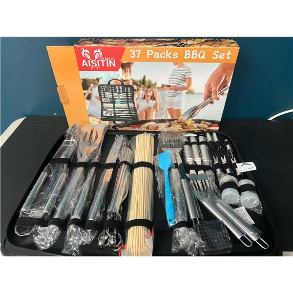 Lot of 1 37PC BBQ/Grilling Tool Set w/ Case