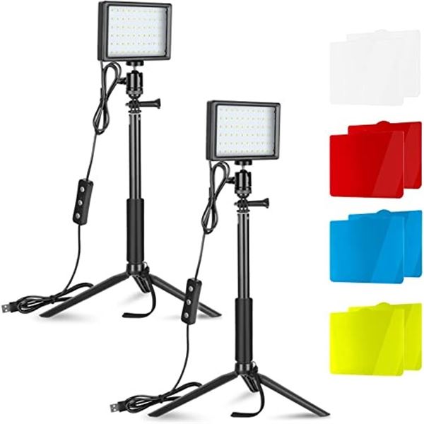 Lot of 1 Neewer 2pack Dimmable 5600K USB Colorful Video Lighting Kit w/ Tripod