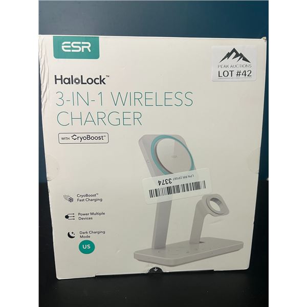 Lot of 1 HaloLock 3-in-1 Wireless Charger with Cryoboost Fast Charging