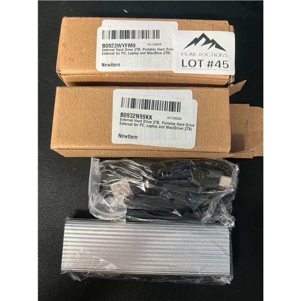 Lot of 2 2TB External Portable Hard Drives for Photos/Videos/Files