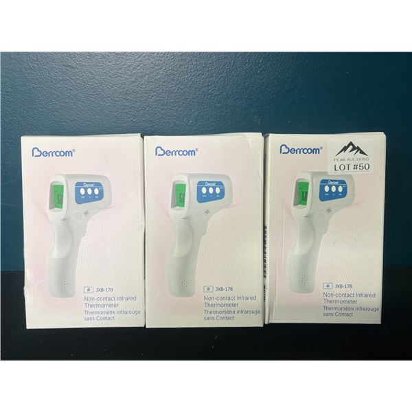 Lot of 3 Bercom Non-Contact Infrared Forehead Thermometers
