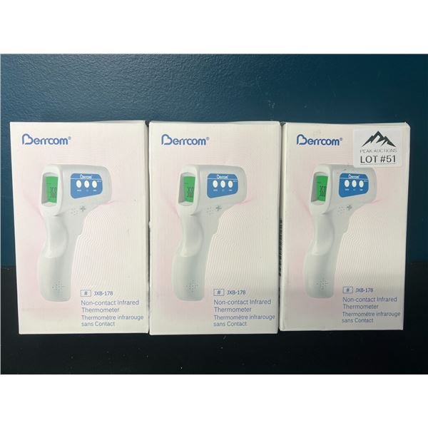 Lot of 3 Bercom Non-Contact Infrared Forehead Thermometers