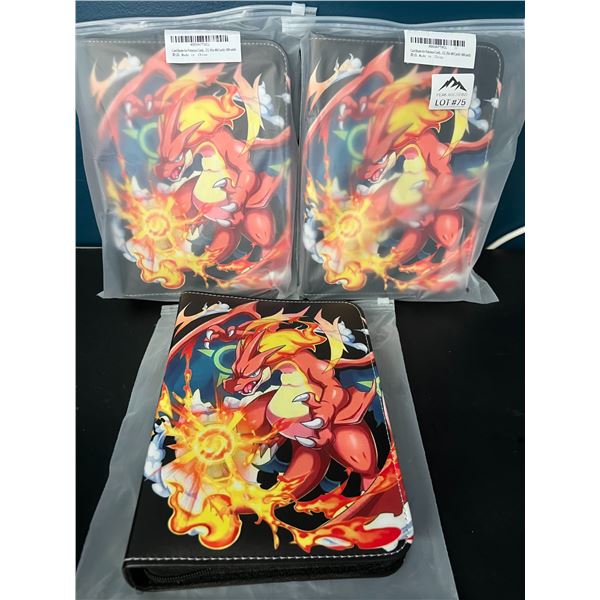 Lot of 3 Pokemon Leather 4-Pocket Premium Card Binders