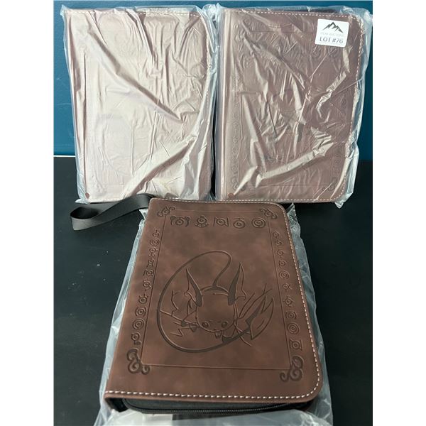 Lot of 3 Pokemon Leather 4-Pocket Premium Card Binders