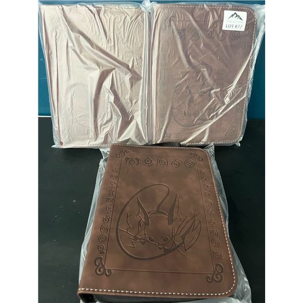 Lot of 3 Pokemon Leather 4-Pocket Premium Card Binders