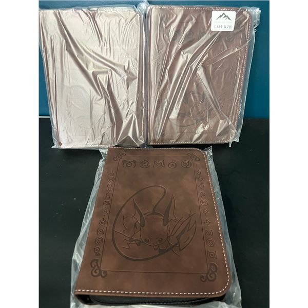 Lot of 3 Pokemon Leather 4-Pocket Premium Card Binders