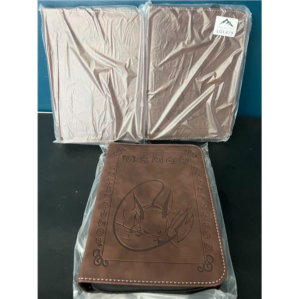 Lot of 3 Pokemon Leather 4-Pocket Premium Card Binders