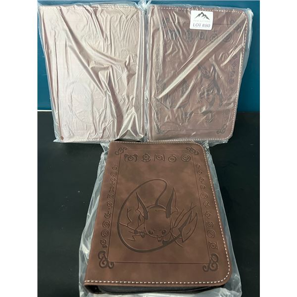 Lot of 3 Pokemon Leather 4-Pocket Premium Card Binders
