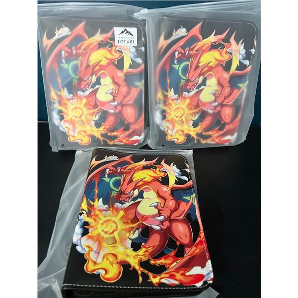 Lot of 3 Pokemon Leather 4-Pocket Premium Card Binders