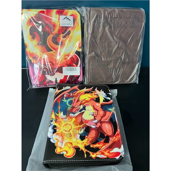 Lot of 3 Pokemon Leather 4-Pocket Premium Card Binders
