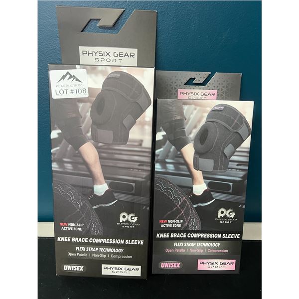 Lot of 2 Knee Braces/Compression Sleeves for Knees