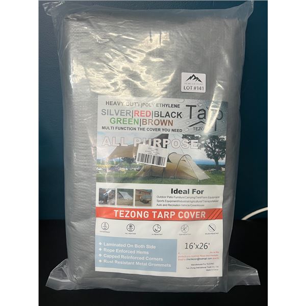 Lot of 1 Heavy Duty 16 FT x 26 FT Poly Ethylene Tarp - Silver