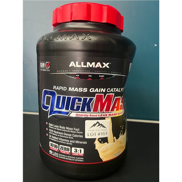 Lot of 1 ALLMAX QuickMass Vanilla - 6LB - Rapid Mass Gain Nutrition Powder