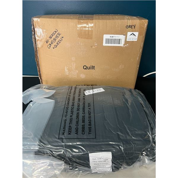 Lot of 1 All-Season Bed Comforter - Queen Size - Grey