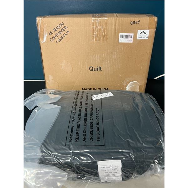 Lot of 1 All-Season Bed Comforter - Queen Size - Grey