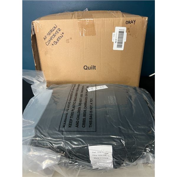 Lot of 1 All-Season Bed Comforter - Queen Size - Grey