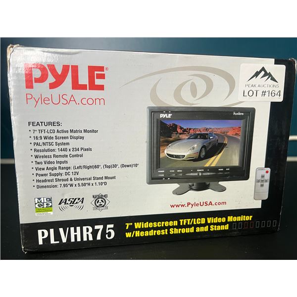 Lot of 1 PYLE 7" Widescreen TFT/LCD Video Monitor Screen w/ Headrest Shroud & Stand