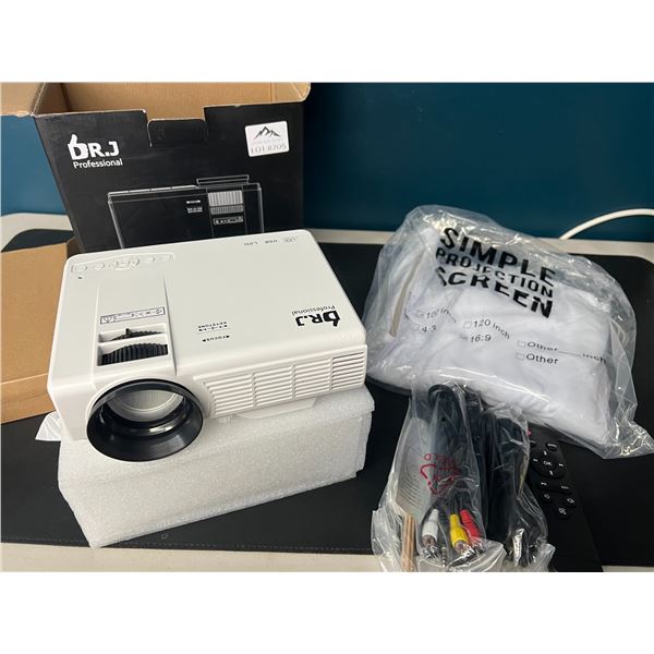 Lot of 1 Dr. J Professional LED Projector w/ 100-Inch Projector Screen