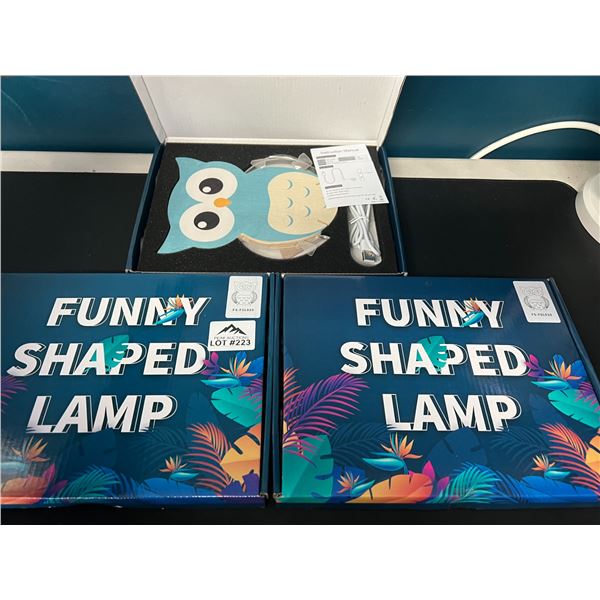Lot of 3 Owl-Shaped Lamps