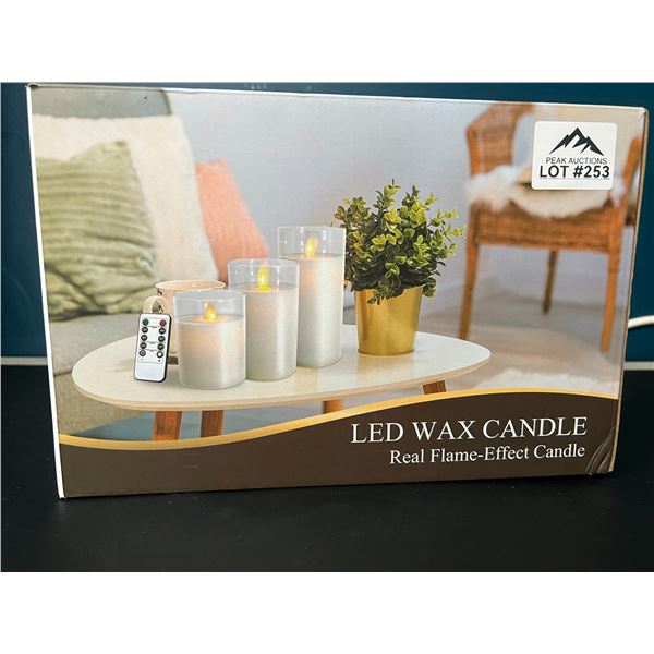 Lot of 1 3PC Glass LED Flameless Candle Set w/ Realistic Flickering Flames - White