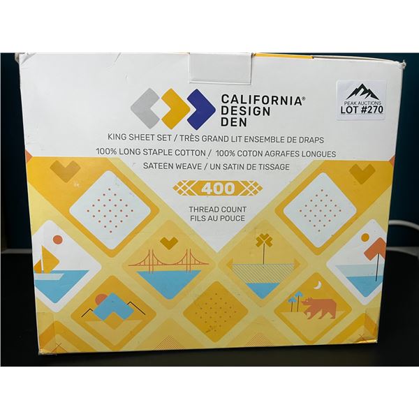 Lot of 1 California Design Den King Sheet Set - Navy Blue - 400 Thread Count