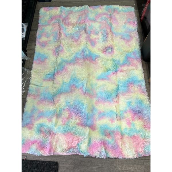 Lot of 1 Soft Rainbow Fuzzy/Shaggy Area Rug Carpet - 6FT x 4FT