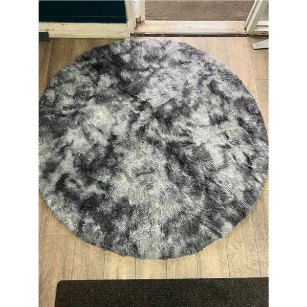 Lot of 1 Soft Grey Fuzzy/Shaggy Round Area Rug Carpet - 5FT Size