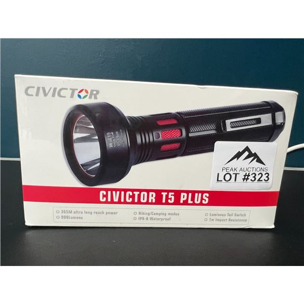 Lot of 1 Civictor T5 Plus LED Rechargeable Tactical Flashlight