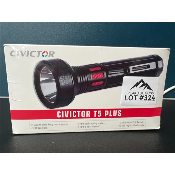 Lot of 1 Civictor T5 Plus LED Rechargeable Tactical Flashlight