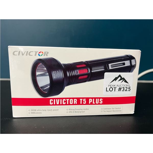 Lot of 1 Civictor T5 Plus LED Rechargeable Tactical Flashlight
