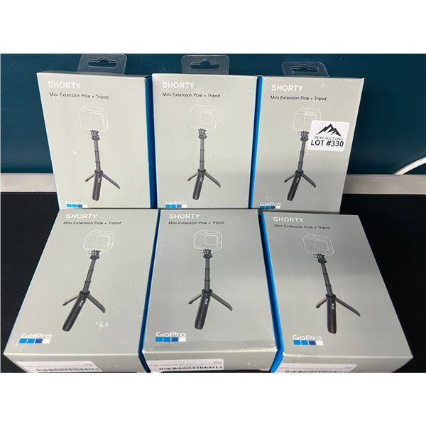Lot of 6 "Shorty" Mini Extension Pole + Tripod Mount for GoPro Cameras