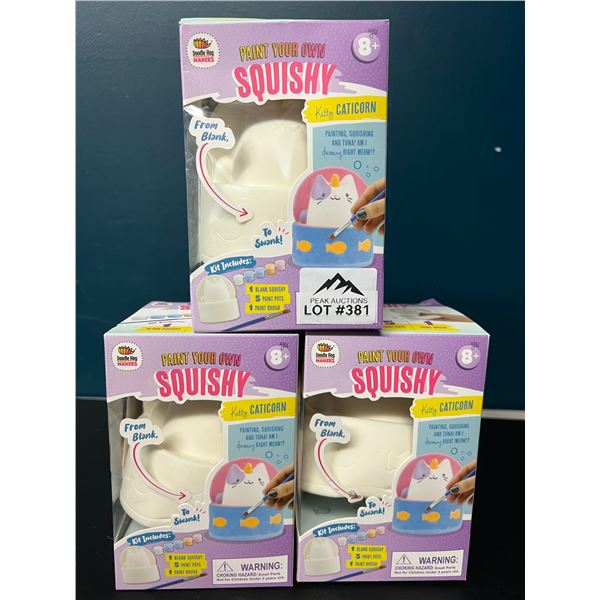 Lot of 3 Paint Your Own Squishy Sets - Kitty Caticorn