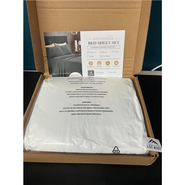 Lot of 1 4pc Queen Size Sheet Set - White