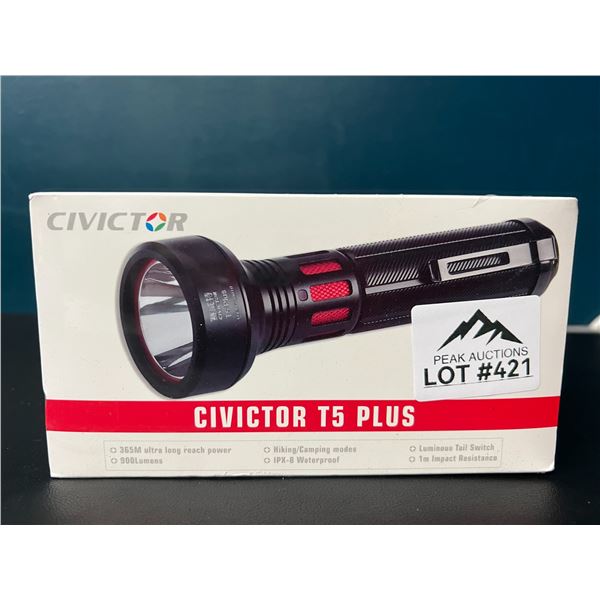 Lot of 1 Civictor T5 Plus LED Rechargeable Tactical Flashlight