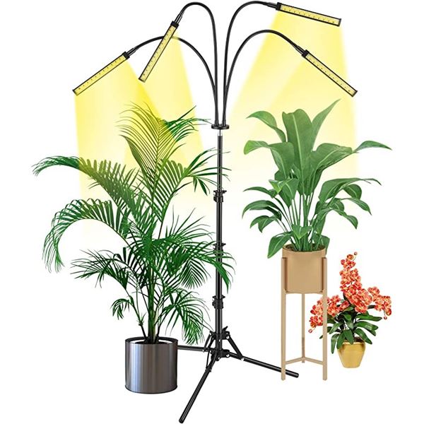 Lot of 1 Vogek 4-Head LED Plant/Grow Light w/ Tall Extendable Tripod Stand