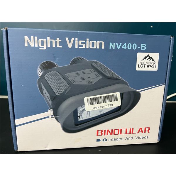 Lot of 1 NV400-B Night Vision Infrared High-Performance Binoculars w/ Built-In Video/Camera