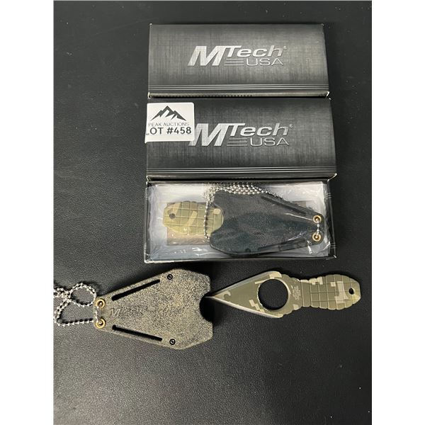 Lot of 2 MTech USA Tactical Fixed Blade Grenade Style Neck Knives - MT-588DG