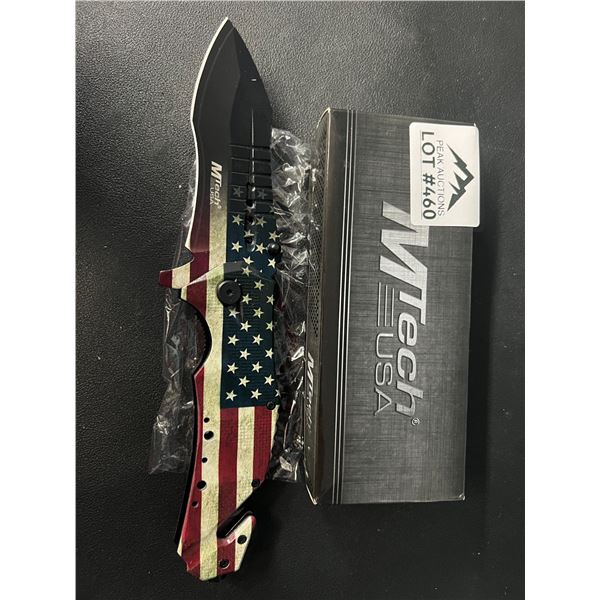 Lot of 1 MTech USA American Flag Spring Assisted Folding Knife