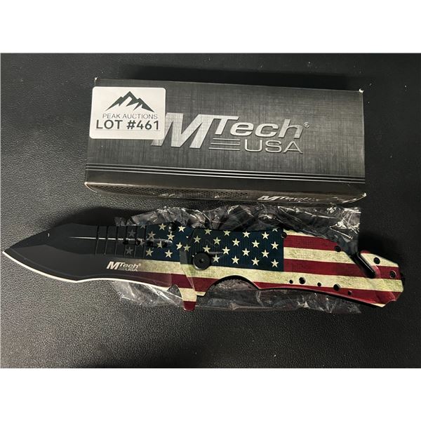 Lot of 1 MTech USA American Flag Spring Assisted Folding Knife