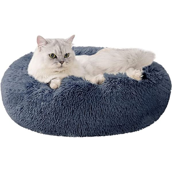 Lot of 1 Fluffy Pet Bed - Bluish Grey - 24inches