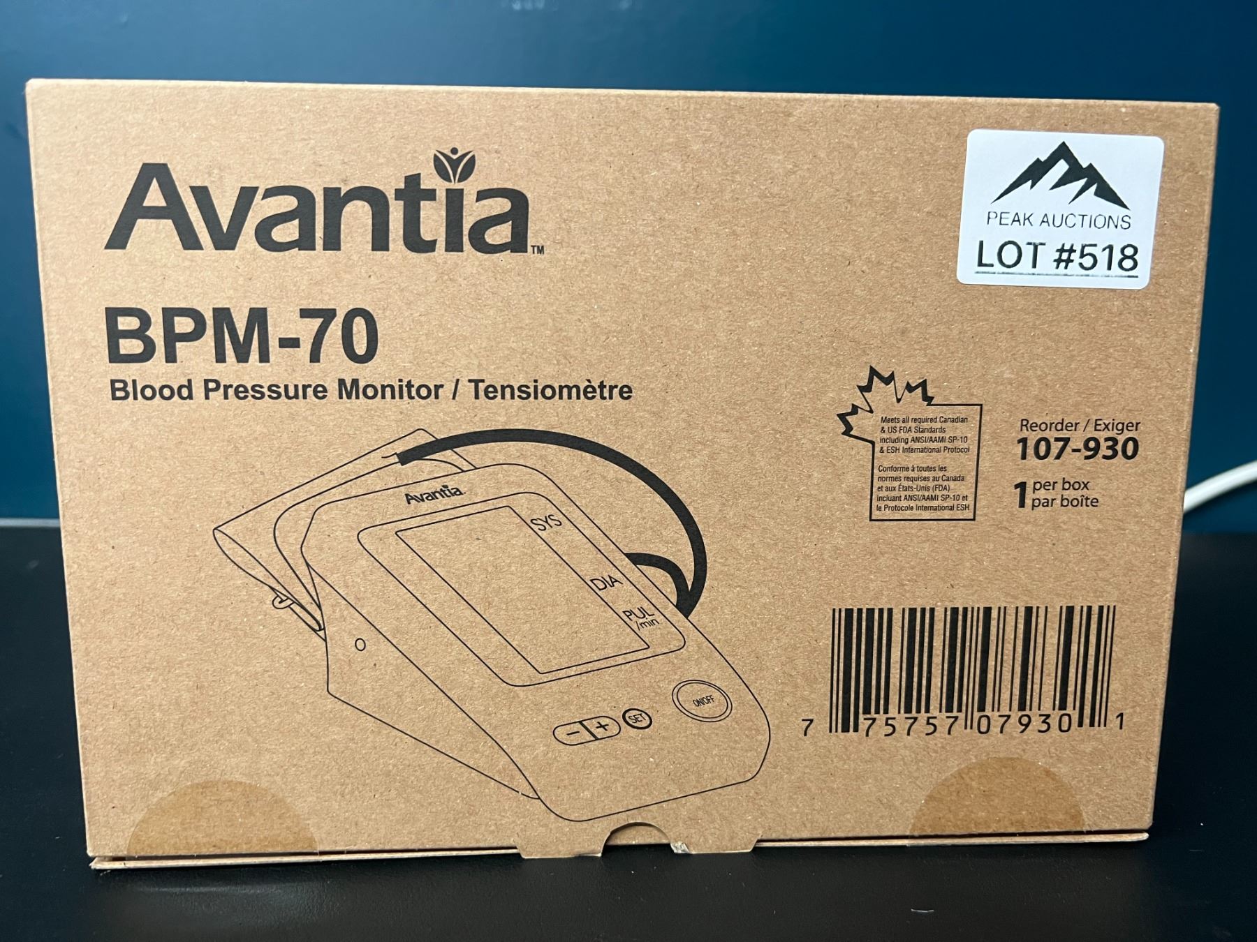 Lot of 1 Avantia Blood Pressure Monitor