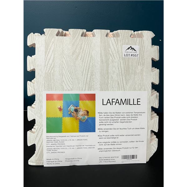 Lot of Kids/Baby Anti-Fatigue Floor Puzzle Piece Mats - 16PCS - Wood Grain/White Design